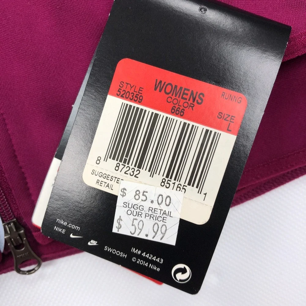 Nike Womens Element Thermal Full Zip Running Jacket Purple Large L